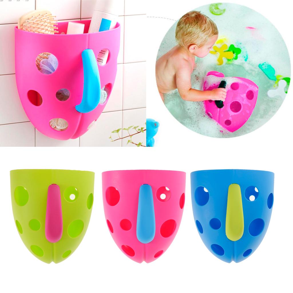 Baby Bathing Accessories Bath Toys Sucker Storage Basket Organizer -Blue