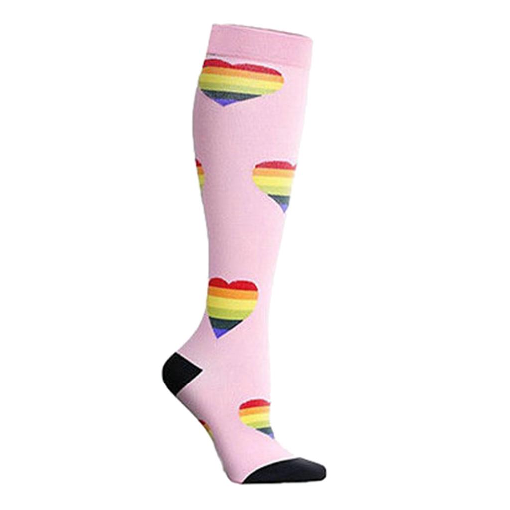 1 Pair Women Sports Leg Support Sleeves Compression Socks Pink Blue Gray M/S XL/L