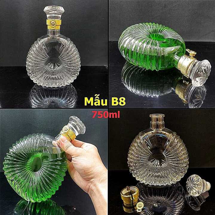 Combo 2 vỏ chai thủy tinh 750ml – 500ml cao cấp mẫu X-O ĐẾ VƯƠNG – chưng bàn ăn vô cùng sang trọng, quý phái