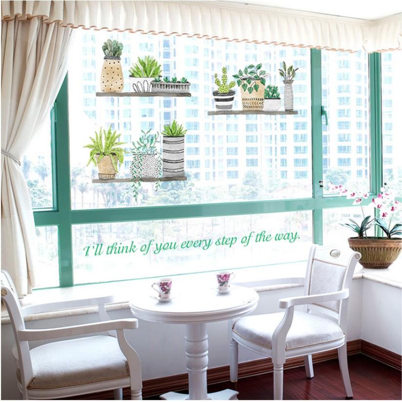 Decal dán trang trí tường - Nhiều Chậu lớn 04