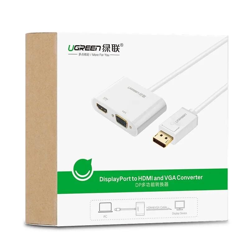 Ugreen UG40366MM138TK Màu Trắng Bộ chuyển đổi DisplayPort sang HDMI + VGA cao cấp - HÀNG CHÍNH HÃNG