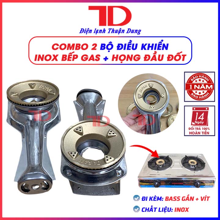 Điếu inox bếp gas + Họng Đầu Đốt chia lửa Sen đồng 78 JAPAN - ( Kèm Bass gắn + Vít) - Điện Lạnh Thuận Dung