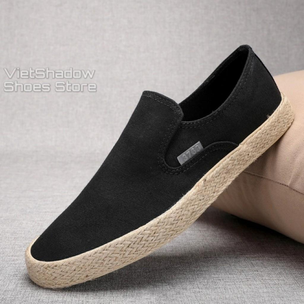 Slip on nam - Giày lười vải nam cao cấp thương hiệu 3768 - Vải thô 4 màu (đen), (khaki), (Xanh), (Đỏ) - Mã SP 616C