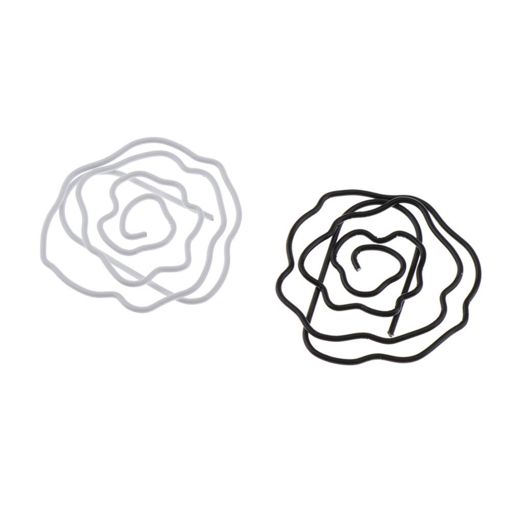 20x Rose Flower Shape Paper Clip Book Marker Office Stationery Organizer