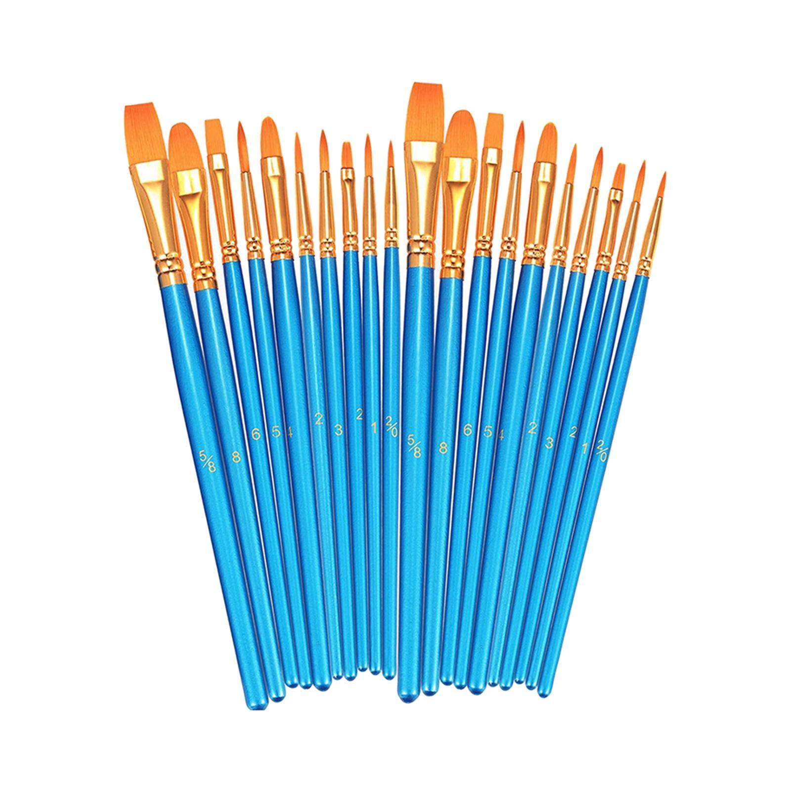 20x Paint Brush Pen Set Paintbrush Portable Professional Nylon Hair Flat Watercolor Oil Painting Brush Pen for Oil Body Face Painting Adults