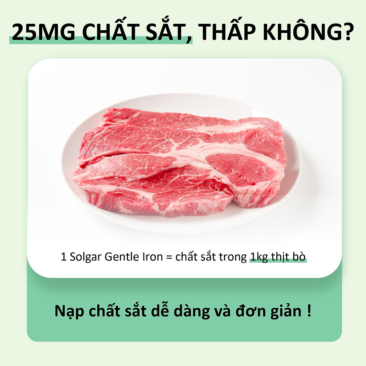 Viên Uống Solgar Gentle Iron 25mg Bổ Sung Sắt, Bổ Máu, Tăng Cường Tế Bào Hồng Cầu, Hỗ Trợ Sức Khỏe Phụ Nữ Mang Thai