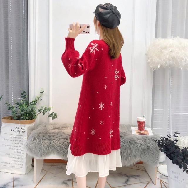 Váy len cao cấp cho mẹ bầusẵn hàng màu đỏ