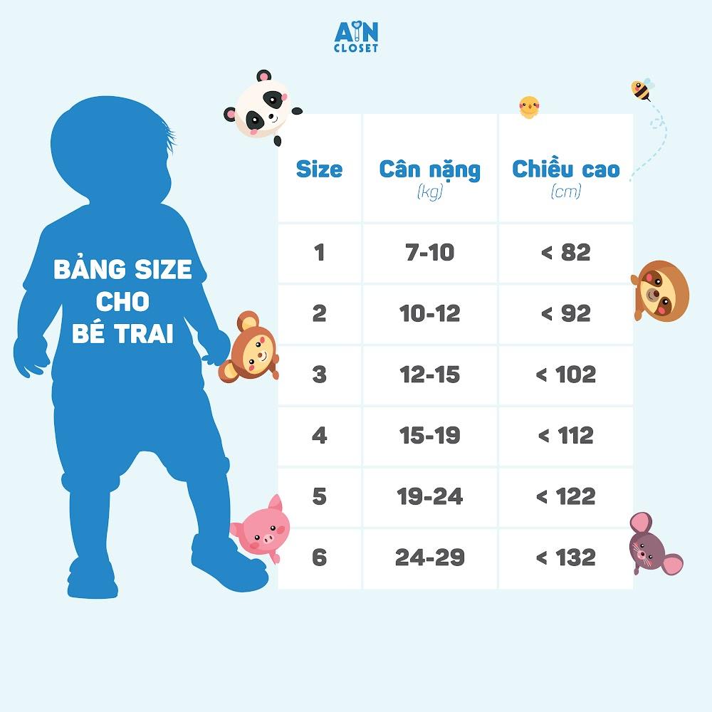 Bộ quần áo lửng unisex cho bé họa tiết Gấu Caro xanh xô sợi tre - AICDBTC4IRKJ - AIN Closet