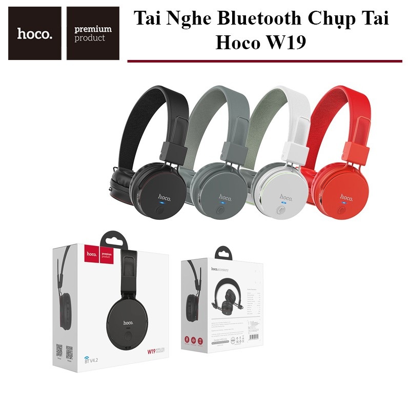 Tai Nghe Chụp Tai Bluetooth Hoco W19 đệm êm tai - Hàng Chính Hãng