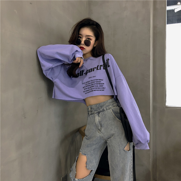 Áo Phông Ngắn Tay Cho Nữ, Áo Crop Top Tay Ngắn, Dáng Rộng, Phong Cách Hàn Quốc