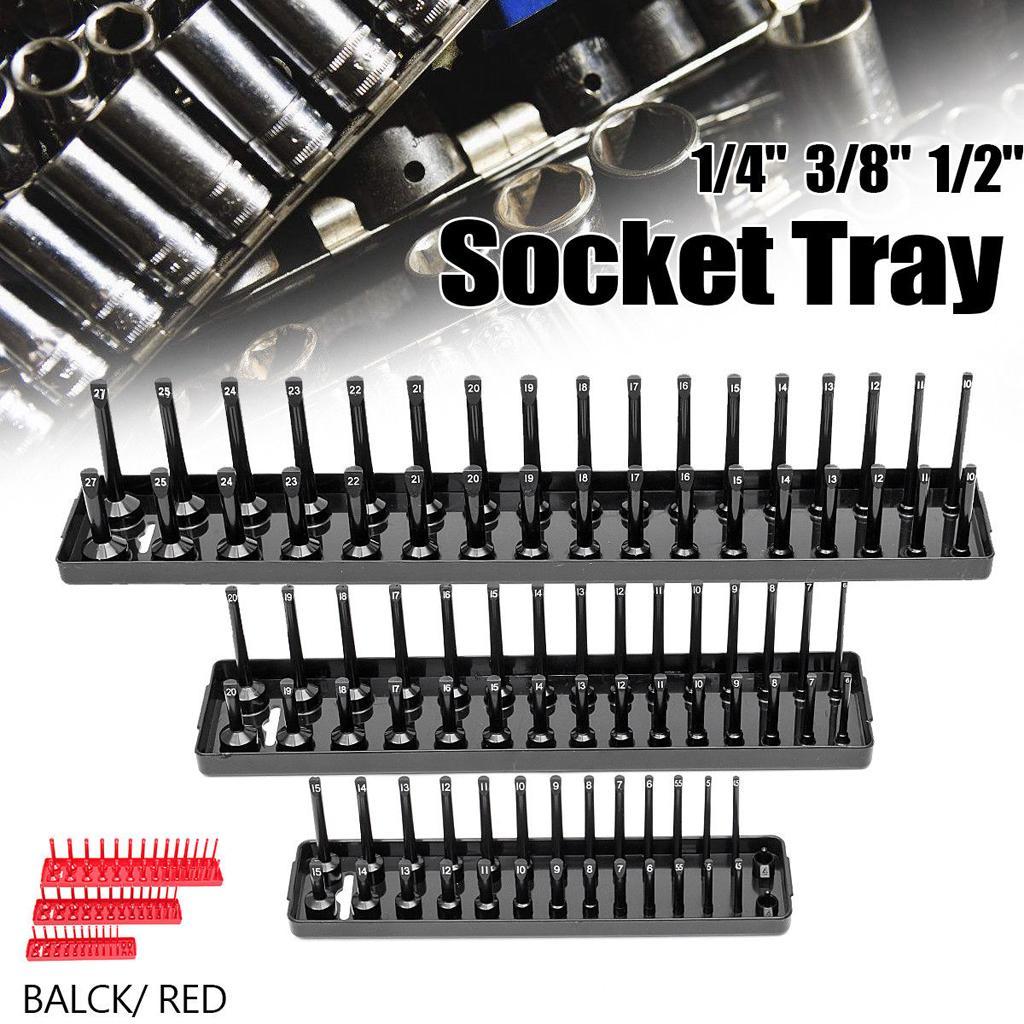 3pc/set Metric Socket Tray Rack Holder Storage Tool Organizer 1/4