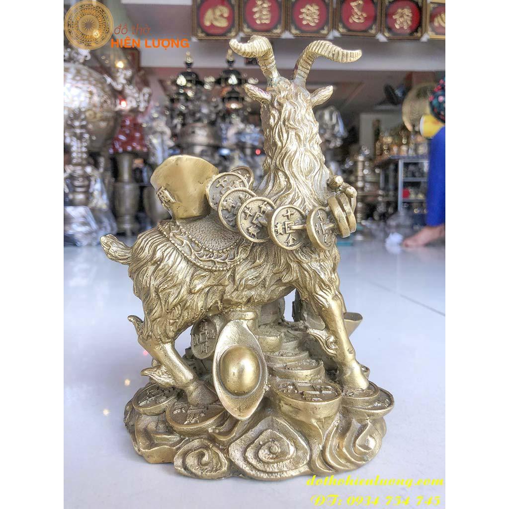 Tượng Dê Ngậm Xâu Đồng Xu Phong Thủy