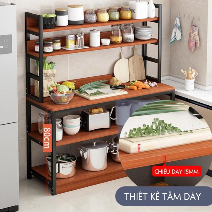 Kệ lò vi sóng, kệ nhà bếp đa năng ngang 80cm, kệ gỗ nhà bếp để lò vi sóng ngắn để đồ rộng thép sơn tĩnh điện cao cấp