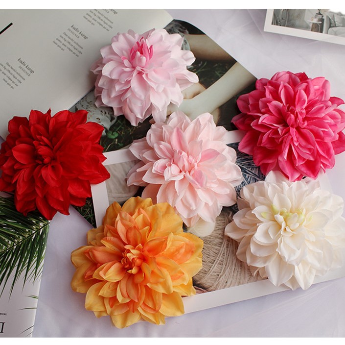 Đầu Hoa Thược Dược Lụa 15cm Cao Cấp Trang Trí Tiệc Decor Đồ Handmade
