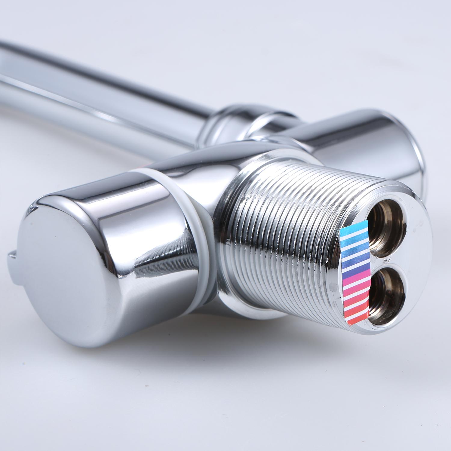 Vòi nhà bếp có thể gập lại 360 °, có vòi nóng lạnh, mạ crome sáng bóng