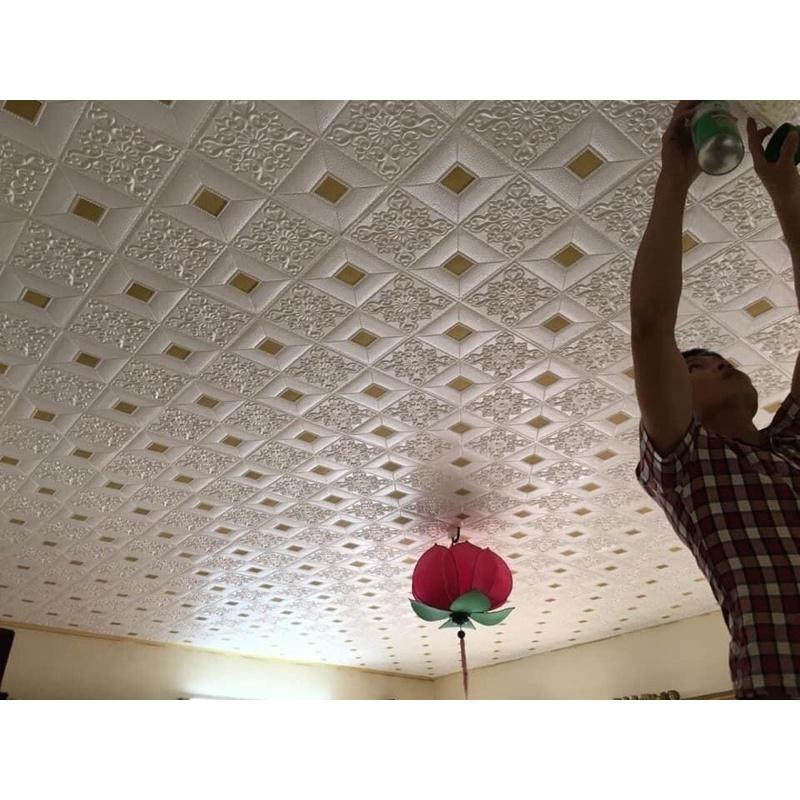 Xốp dán tường giả da hoa văn siêu sang tấm to kích thước 70 x 70 cm