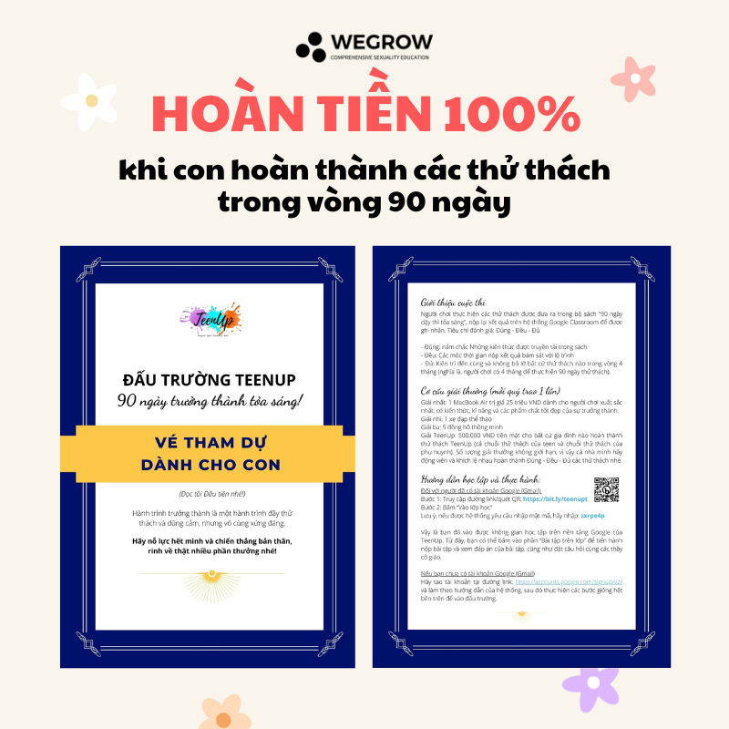 Bộ sách TeenUp “90 ngày cùng con dậy thì tỏa sáng” WEGROW - Sách giáo dục giới tính toàn diện đầu tiên tại Việt Nam, giúp cha mẹ đồng hành cùng con tuổi dậy thì - Teen