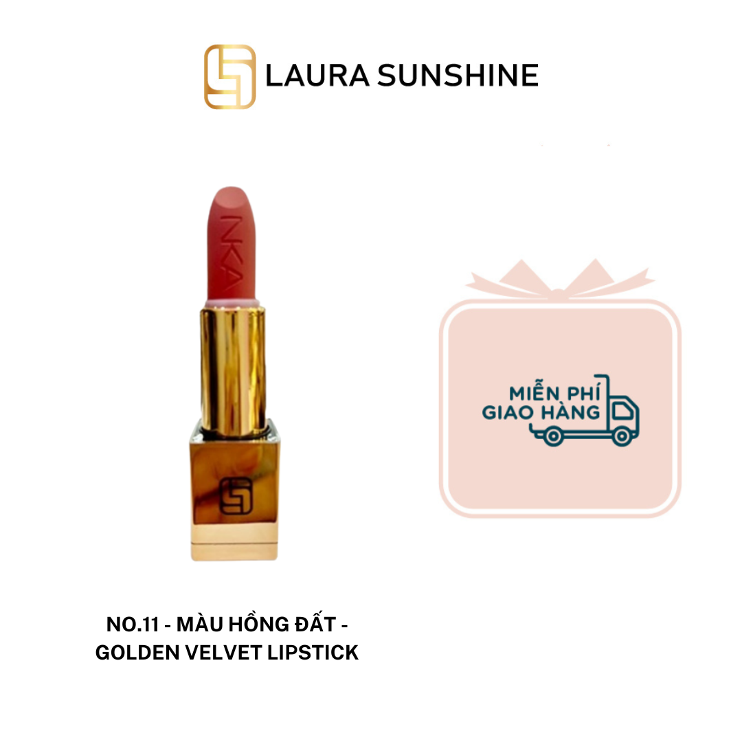 No.11 - Màu hồng đất - Son lì siêu mịn cao cấp Hàn Quốc - Golden Velvet Lipstick - Laura Sunshine - Nhật Kim Anh