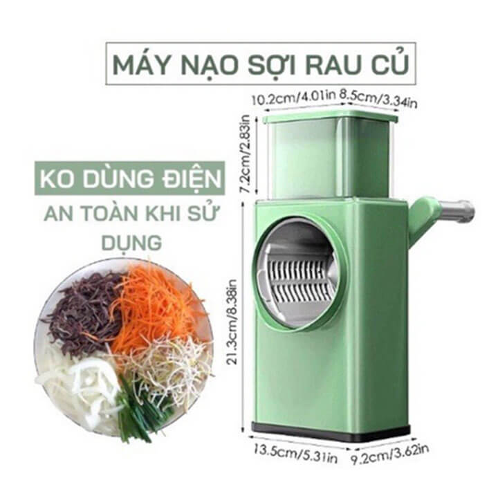 Dụng Cụ Thái Cắt Bào Sợi Rau Củ Quả Đa Năng 4 in 1 bằng thép không gỉ Cỡ Lớn, Thái Lát siêu mỏng, bào sợi, nạo rau củ, xay nghiền hạt - Tặng kèm lưỡi cao cấp