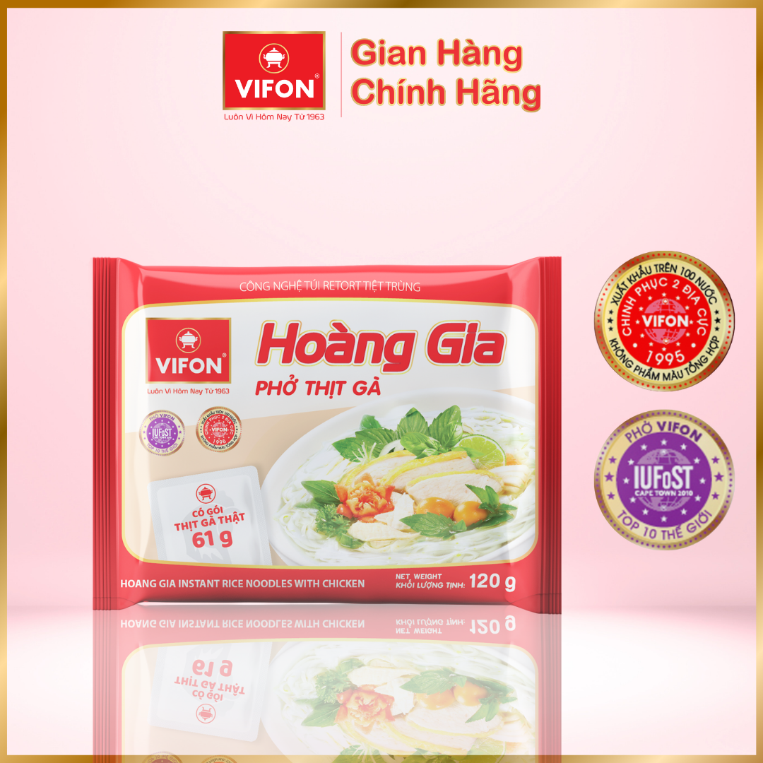 Thùng 18 Phở Thịt Gà HOÀNG GIA VIFON có Gói Thịt Thật
