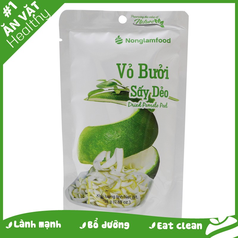 Vỏ bưởi sấy dẻo Nonglamfood túi 25g | Ăn vặt tốt cho sức khỏe | Healthy Snack | Ăn vặt văn phòng | Trái cây sấy dẻo dinh dưỡng ăn liền | Ăn vặt giảm cân &amp; giữ dáng | Ăn vặt đẹp da