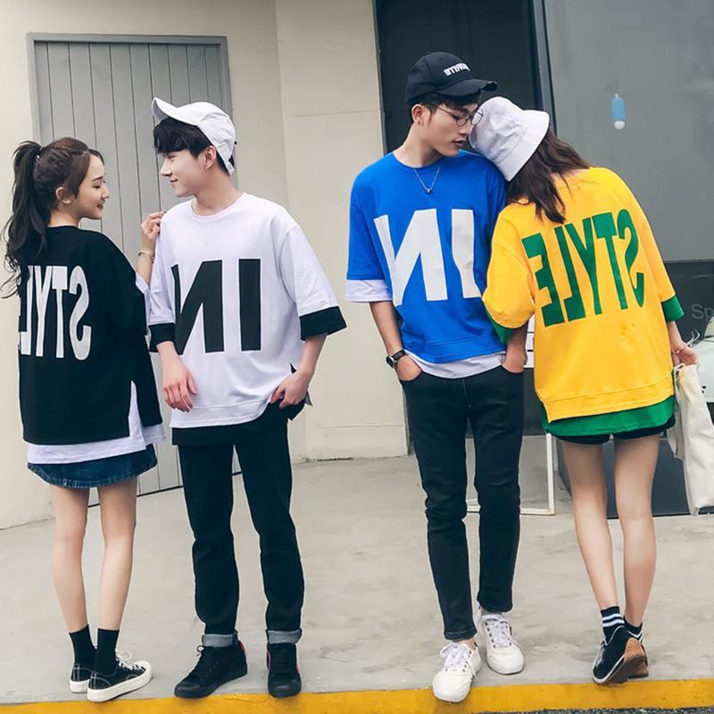 Áo thun tay lỡ in chữ phong cách Hàn Quốc