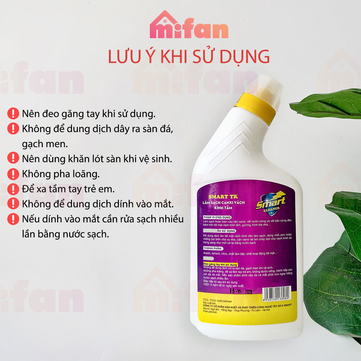 Tẩy Cặn Canxi Trên Kính SMART TK - Vệ Sinh Sạch Cặn Bám Lâu Ngày Vách Kính Nhà Tắm, Gương - MIFAN Phân Phối Chính Hãng