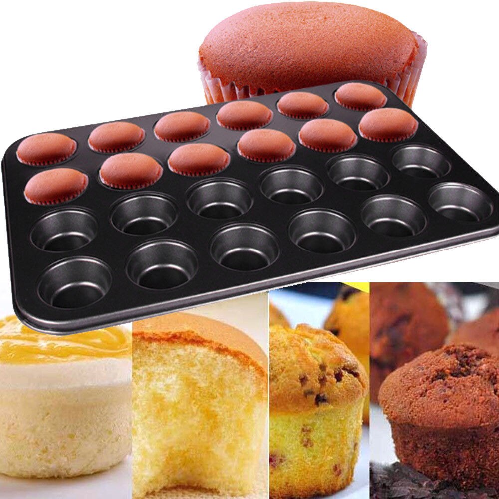 Khuôn Mini Muffin Chống Dính Thép Carbon Cupcake 24 ô