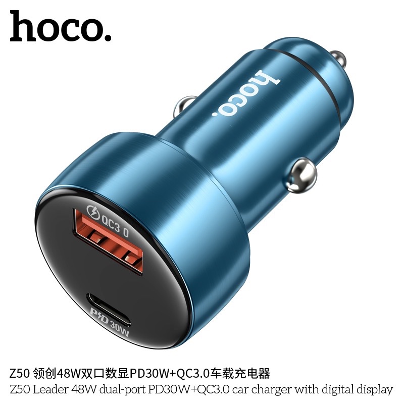 Tẩu sạc nhanh 48W trên xe hơi ô tô PD QC 3.0 Dành cho điện thoại sạc oto tiện lợi 1 cổng USB + 1 cổng TypeC - Hàng chính hãng