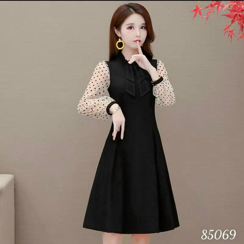 Đầm poly 2 da phối lưới
