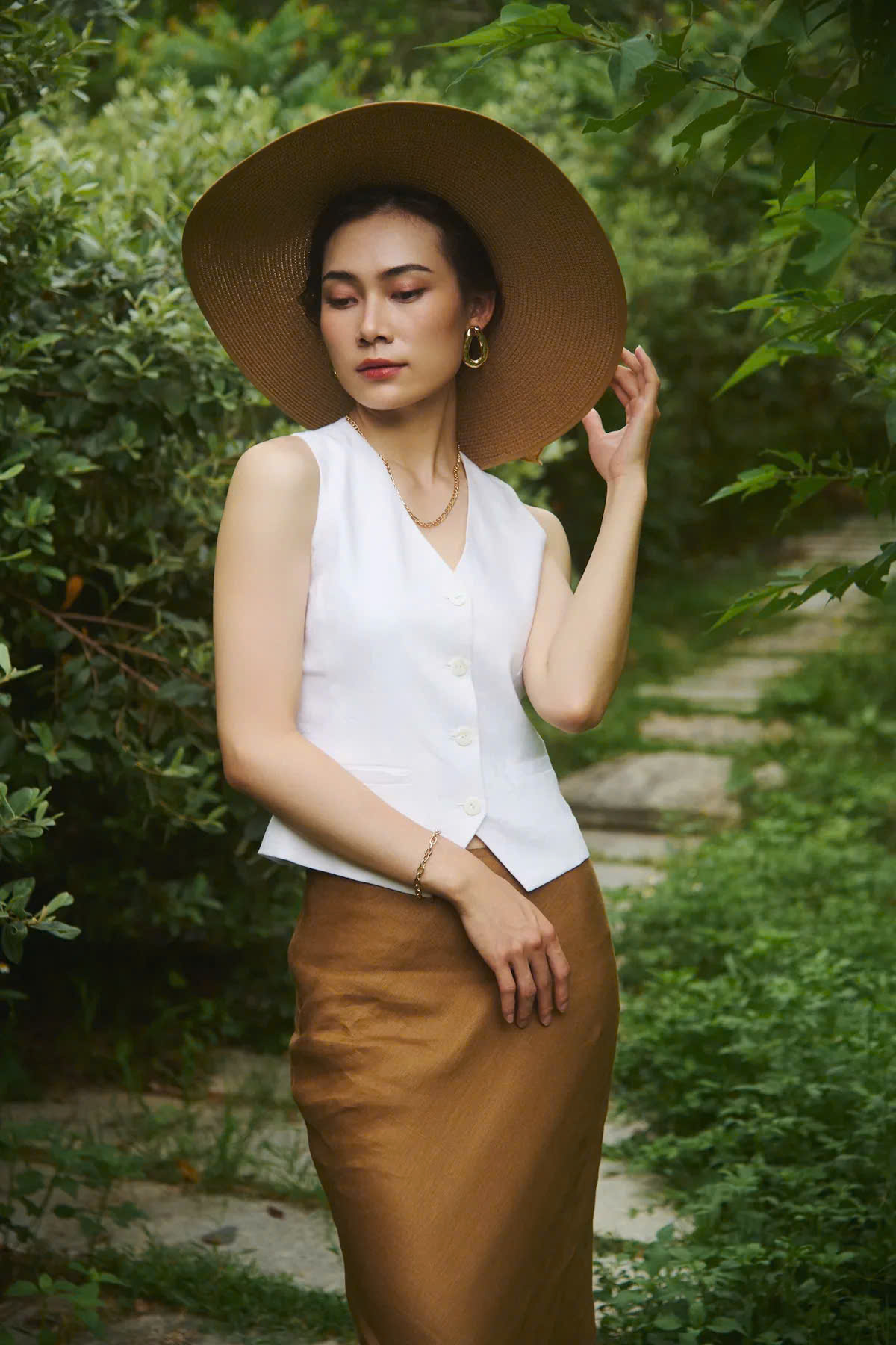 Áo Vest Gilet Linen Trắng An Nam TOP203 thời trang Hity