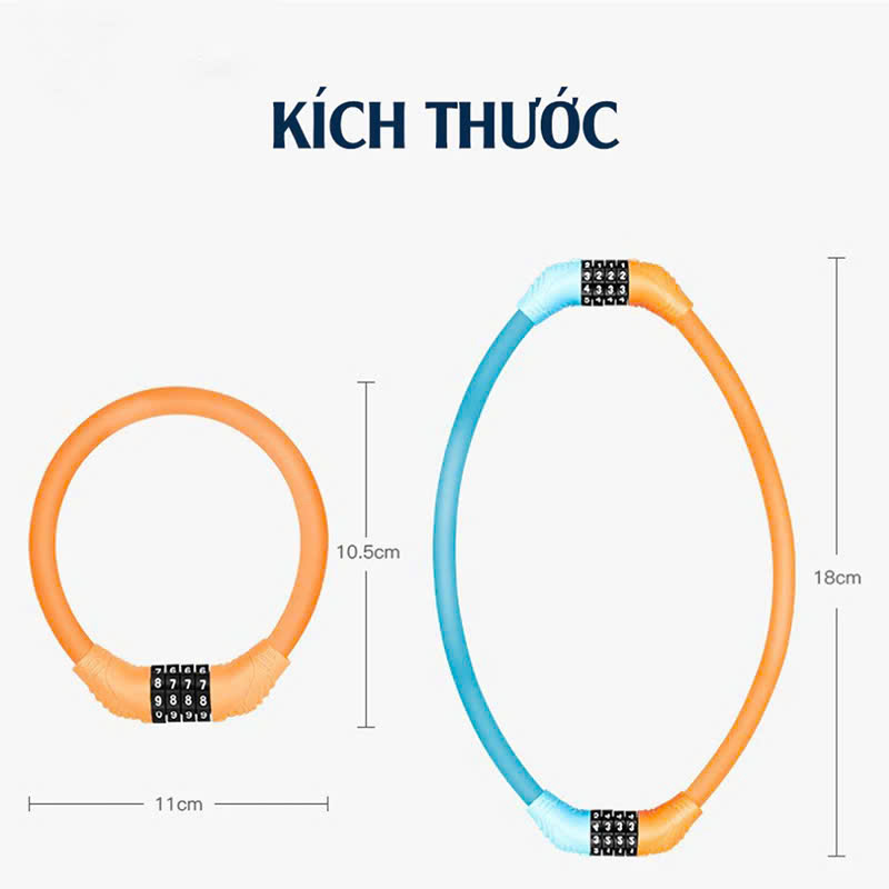 Khoá đa năng xe đạp xe máy 4 số chống trộm Khóa Số Xe Đạp 4 Số Mật Mã Vỏ PVC Bọc Lõi Thép (dạng tròn cứng) (mật khẩu mặc định 0000)