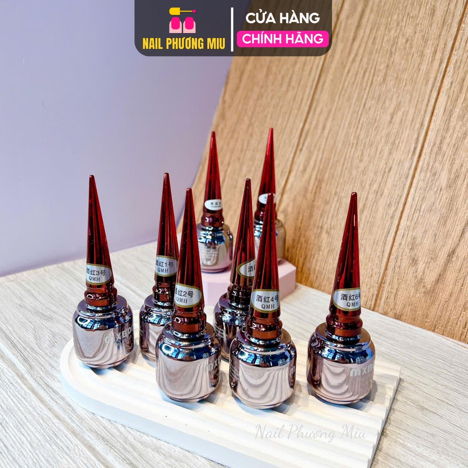 Set Sơn Gel MXBON Đỏ 6 Màu Cao Cấp Chai 15ml, Sơn Bóng Đặc Mướt, Không Ánh Tím Làm Nail, Không Kèm Bảng Màu Nữ Women