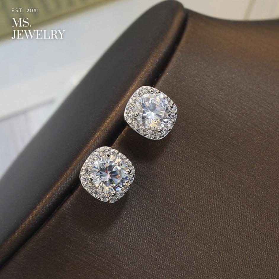 Khuyên Tai Bạc S925 Đá Cubic Zirconia size đá 5mm
