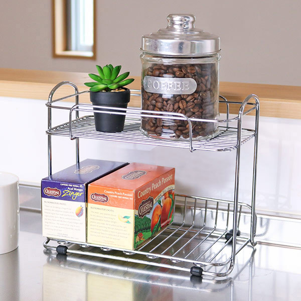 Kệ gia vị inox cao cấp 2 tầng Hàn Quốc ST_049 Không gỉ sét, sáng bóng