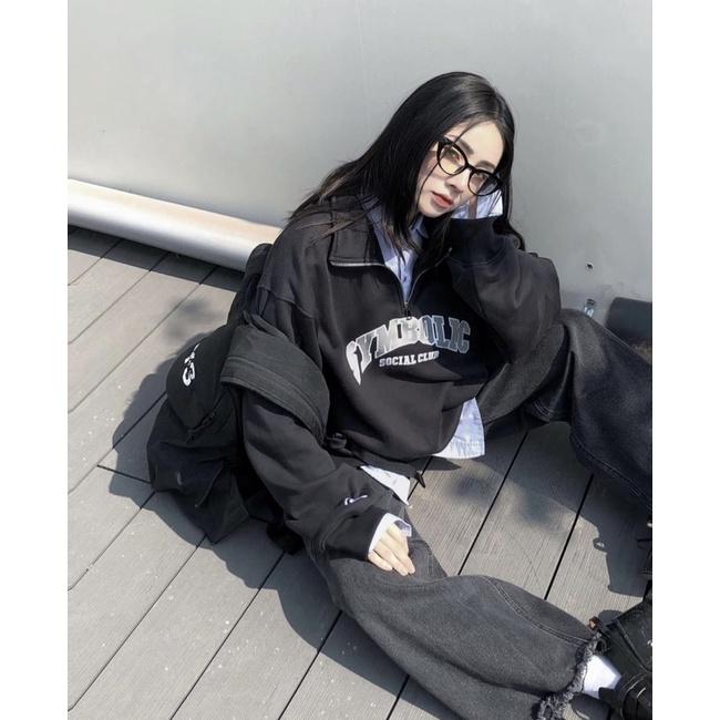 Áo sweater nỉ SYMBOL unisex Homies cổ trụ có khoá zip