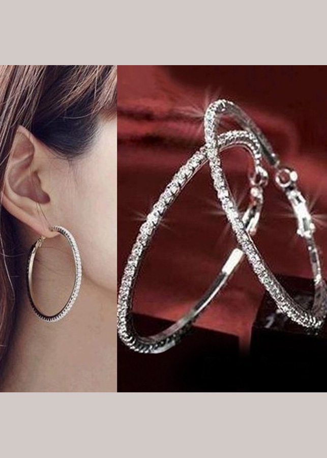 Bông tai hợp kim tròn lấp lánh thời trang BHBT208