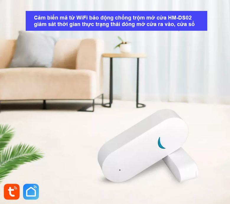 Cảm biến má từ wifi báo động chống trộm mở cửa HM-DS02