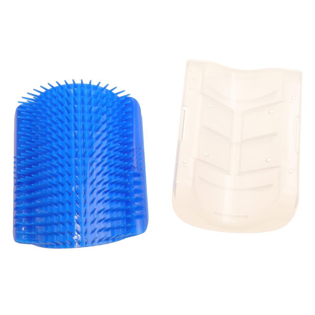 Dog Cat Bath Brush Comb Hair Rubber Glove and Cat Groomer Corner Blue