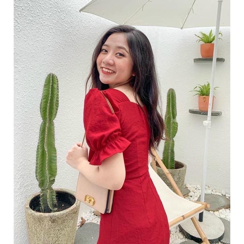 Đầm Suông Ngắn Đỏ Bèo