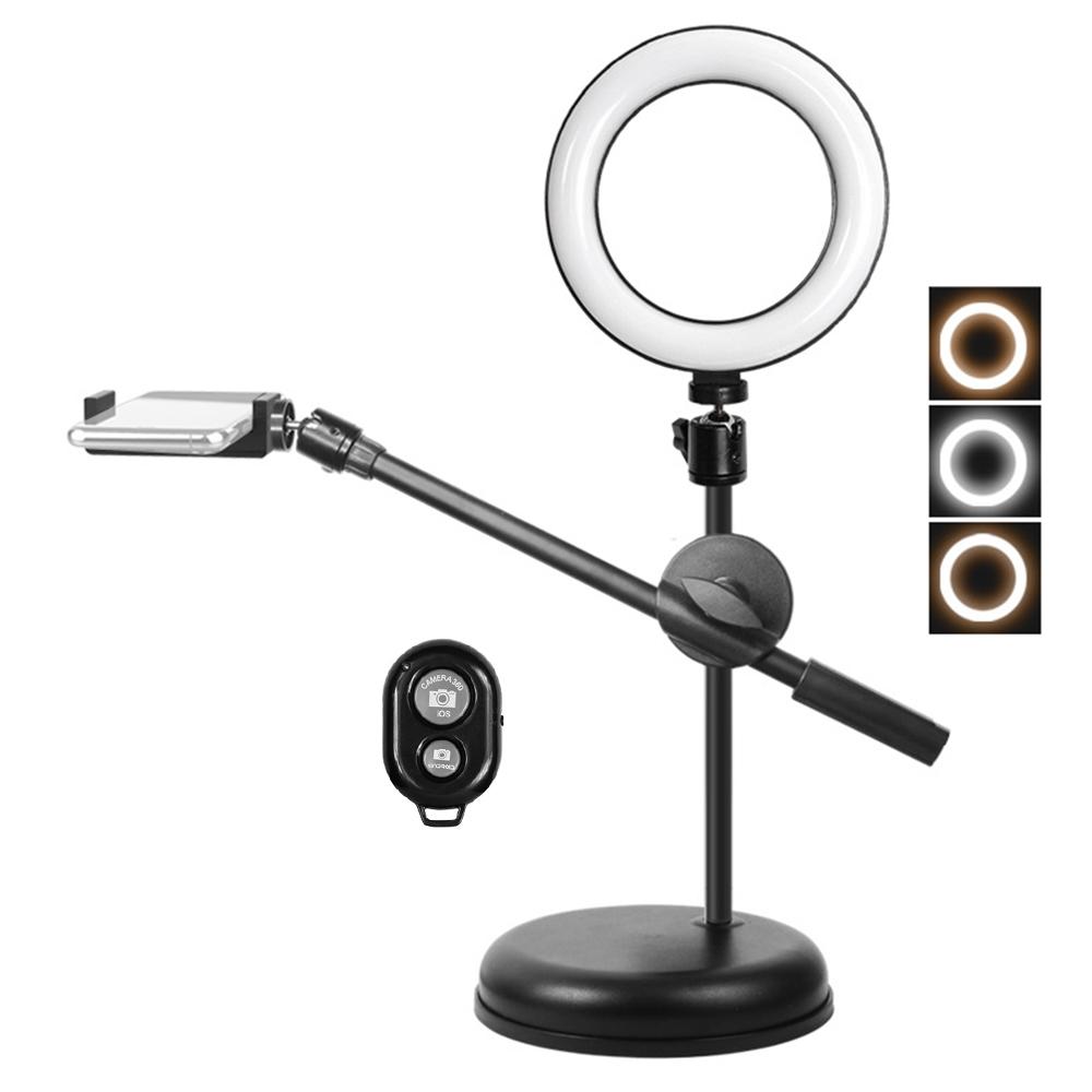 Đế kẹp điện thoại để bàn chụp ảnh selfie Ring Light 6in / 16cm Có thể điều chỉnh độ sáng 3200K đến 5800K