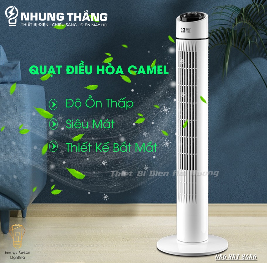 Quạt Điều Hoà CAMEL TS-01 - Quạt Tháp Không Cánh - Quạt Cây Đứng Siêu Mát,Tiện Lợi - Công Suất 50w - CÓ VIDEO