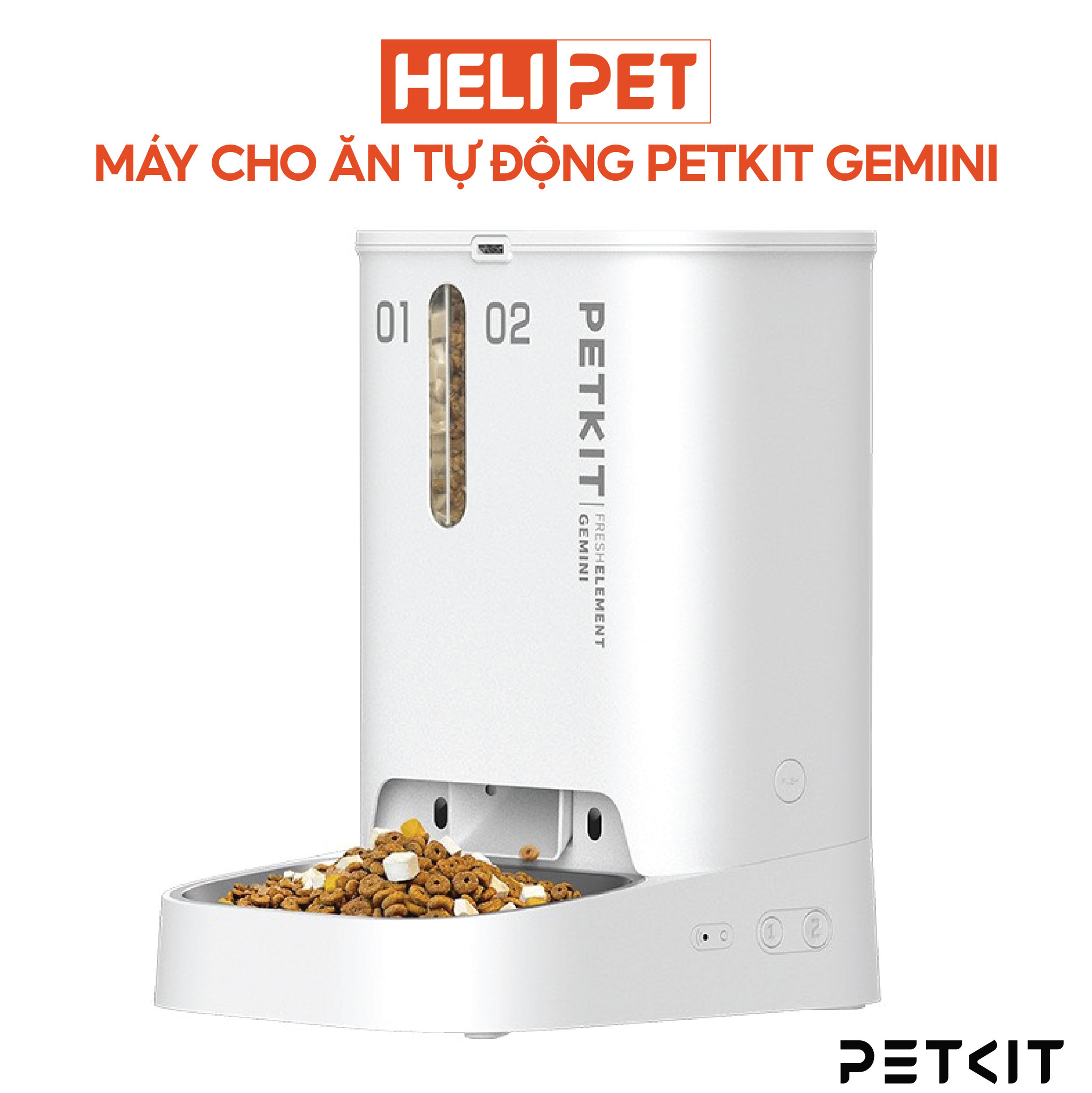 Máy Cho Mèo Ăn Tự Động, Máy Nhả Hạt Hai Ngăn, Máy Cho Chó Ăn Petkit Gemini