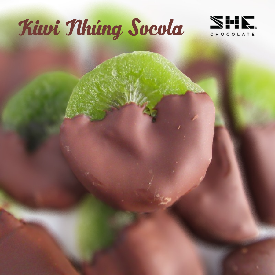 Socola kiwi nhúng hộp 120g SHE Chocolate - Quà tặng du lịch phong cảnh biển Phú Quốc Việt Nam