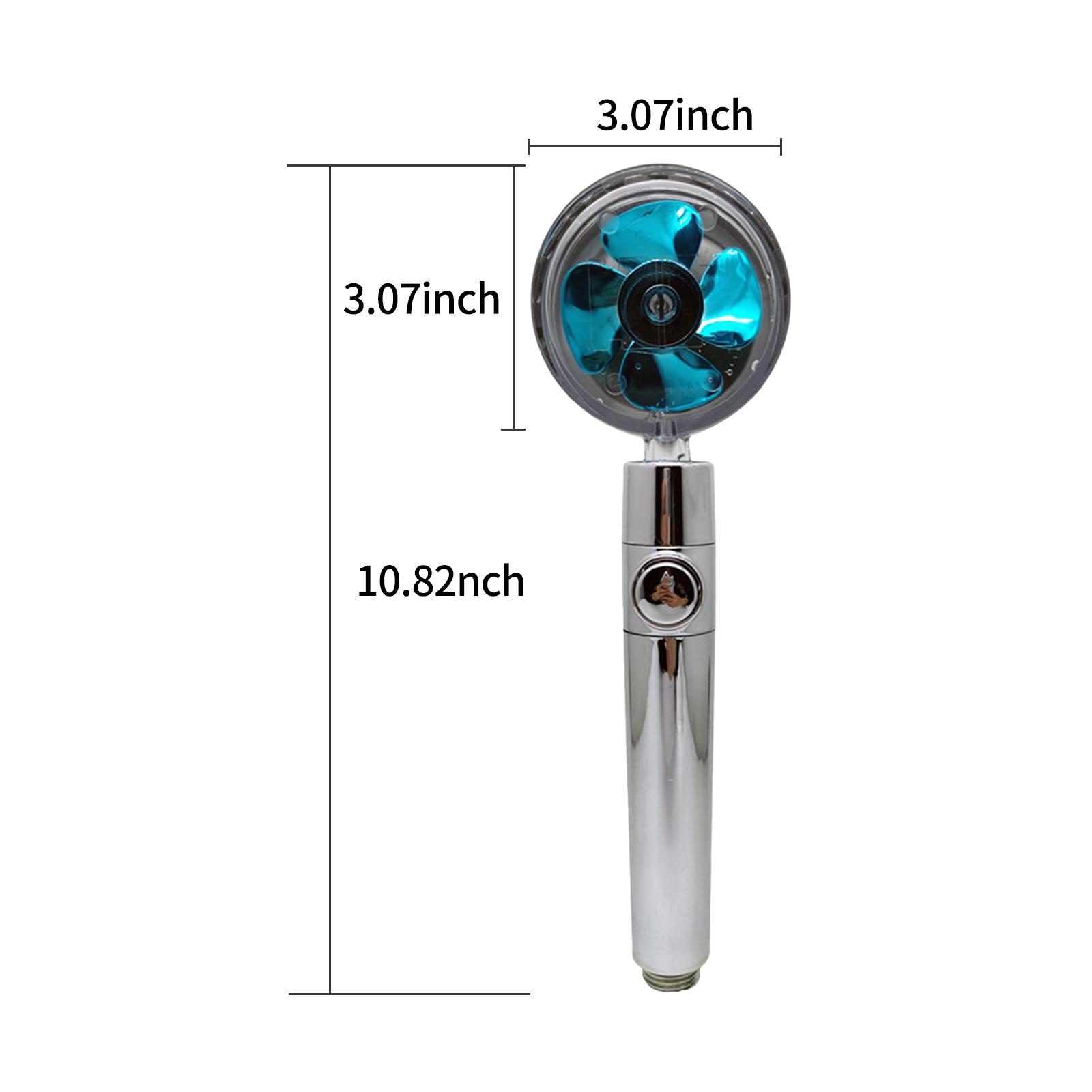 Water Saving High Pressure Showerhead G1/2 360 Degrees Rotating Bathroom Shower Head with Turbo Fan ON/Off Pause Switch