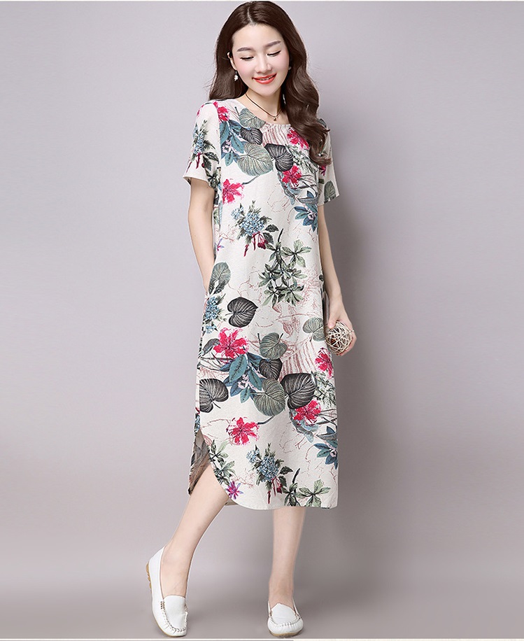 Đầm suông nữ dáng dài xẻ tà thời trang dáng rộng, 2 túi to Đũi Việt Da143
