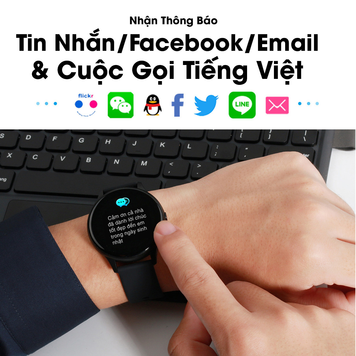 Đồng Hồ Thông Minh K21 Siêu Nét Chống Nước, Nhận Thông Báo Cuộc Gọi, Tin Nhắn, Facebook Tiếng Việt - Hàng Chính Hãng