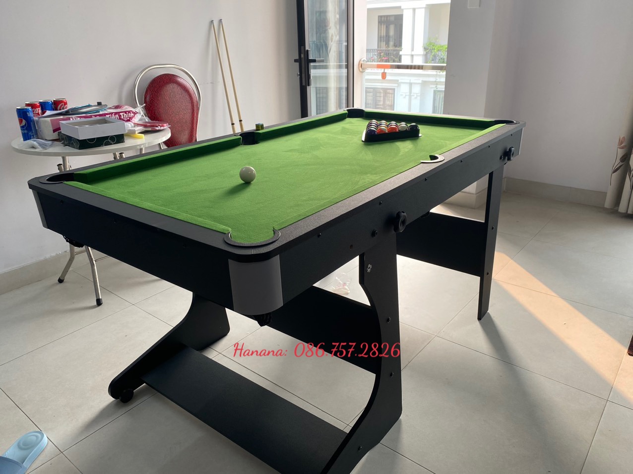 Bàn Bida Cỡ Lớn Kết Hợp Bóng Bàn 2 Trong 1, Đầy Đủ Phụ Kiện, Bi A Lỗ, Bóng Bàn Mini Gia Đình Văn Phòng Kinh Doanh Hanana