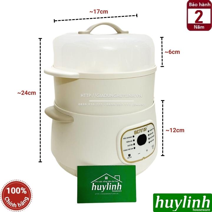 Nồi nấu cháo, chưng yến, hầm cách thuỷ Bennix BN-10SLC - 1 lít - kèm xửng hấp - Hàng chính hãng