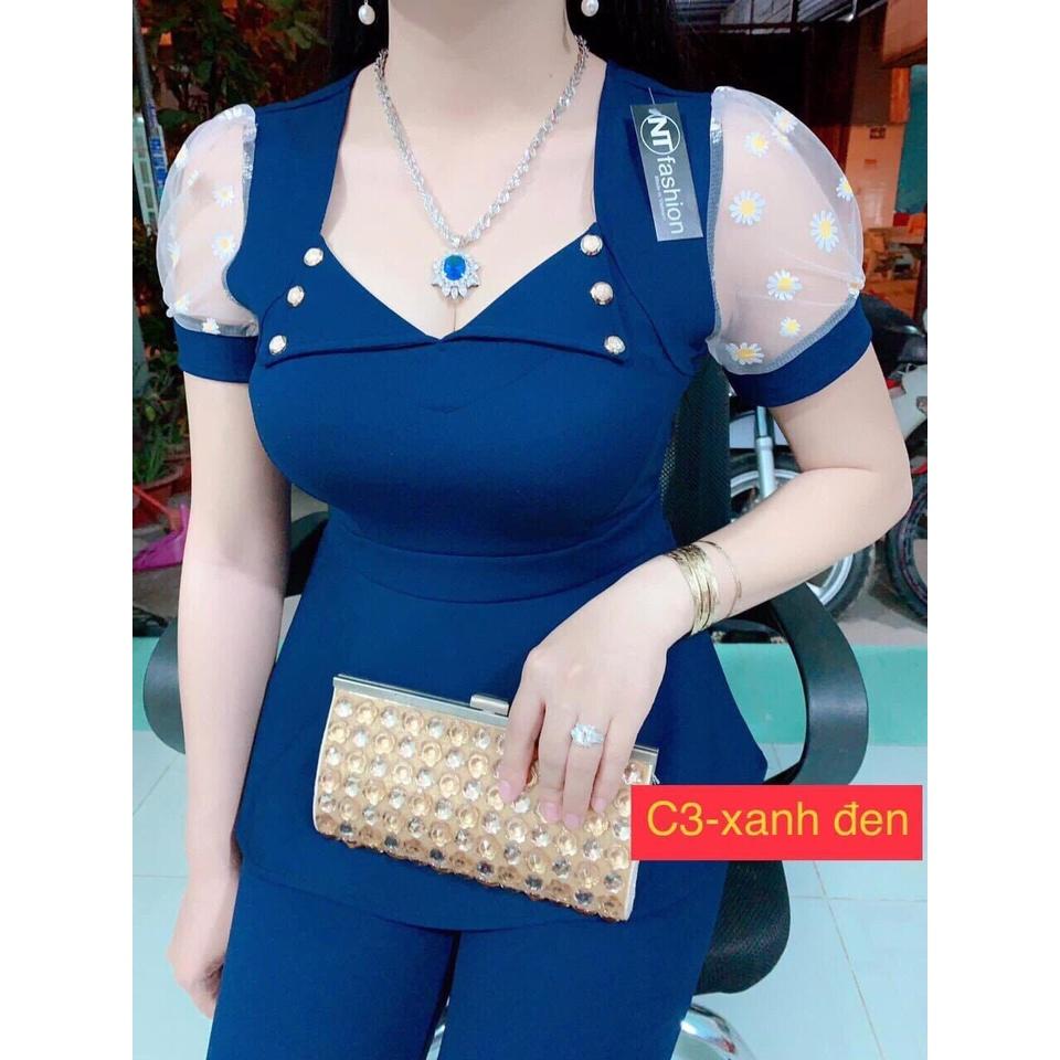 Set đồ bộ nữ trung niên cho mẹ U40 U50 đồ bộ mặc nhà quần dài tay ngắn vải thun cát hàn - CN01